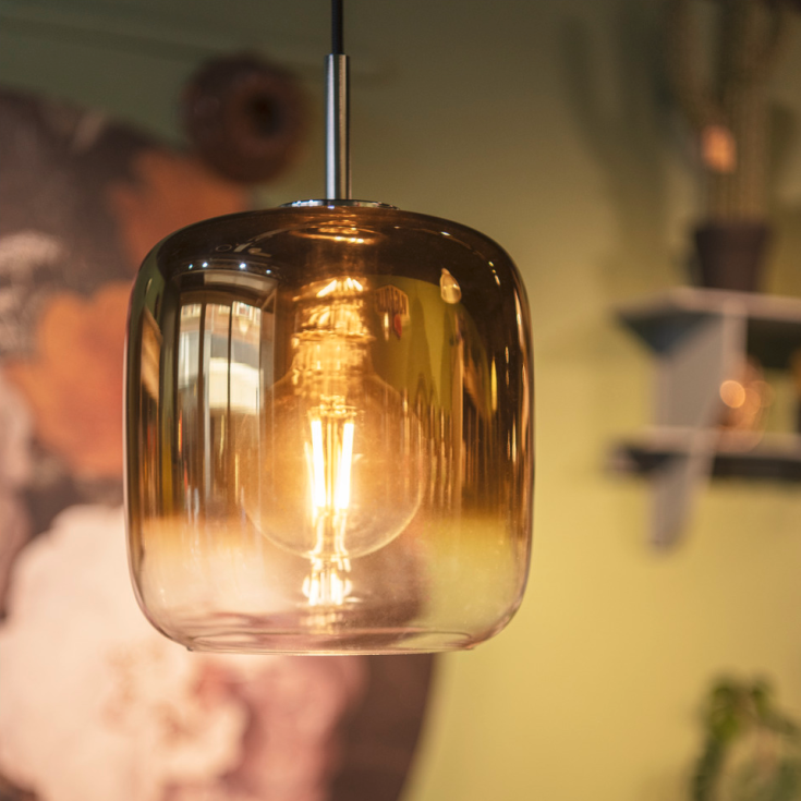 SLV Pantilo pendellampa, guld/krom, Ø20 cm