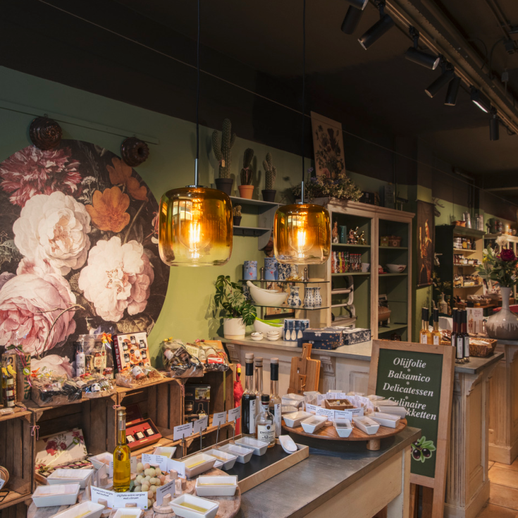 SLV Pantilo pendellampa, guld/krom, Ø20 cm