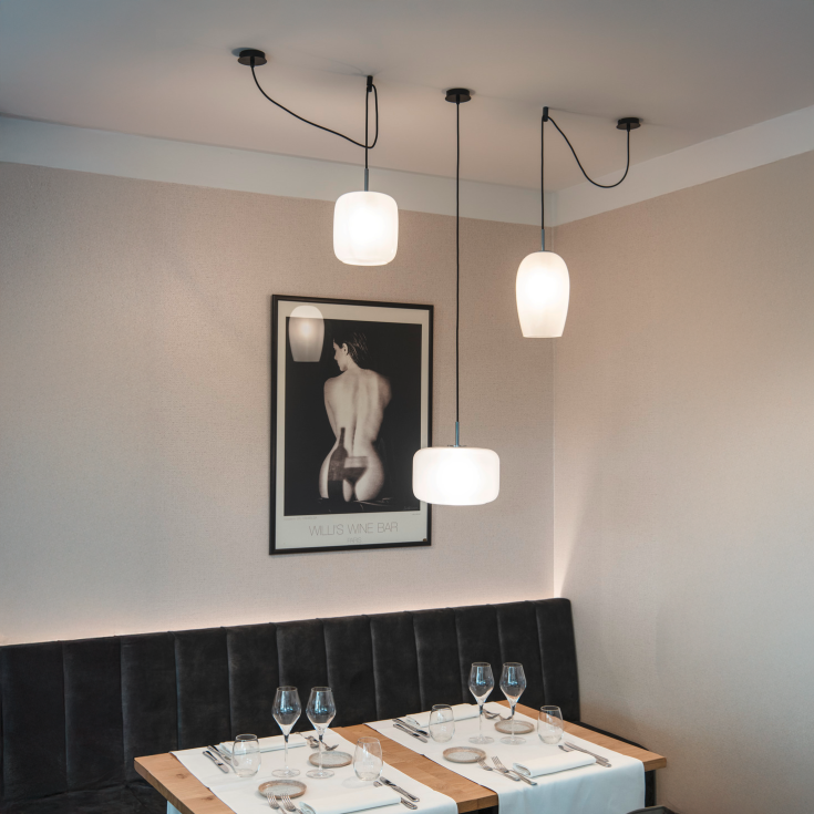 SLV Pantilo pendellampa, vit/krom, Ø20 cm