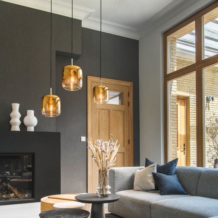 SLV Pantilo pendellampa, guld/krom, Ø20 cm