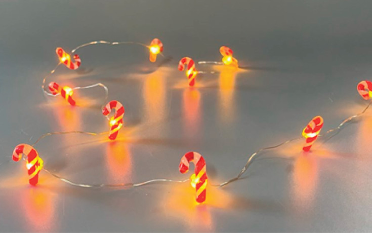 Veli Line lyslenke med sukkerstokker, 20 lys, 2 meter