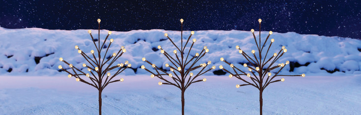 Veli Line utendørstrær med lys, 50 cm, 3-pk