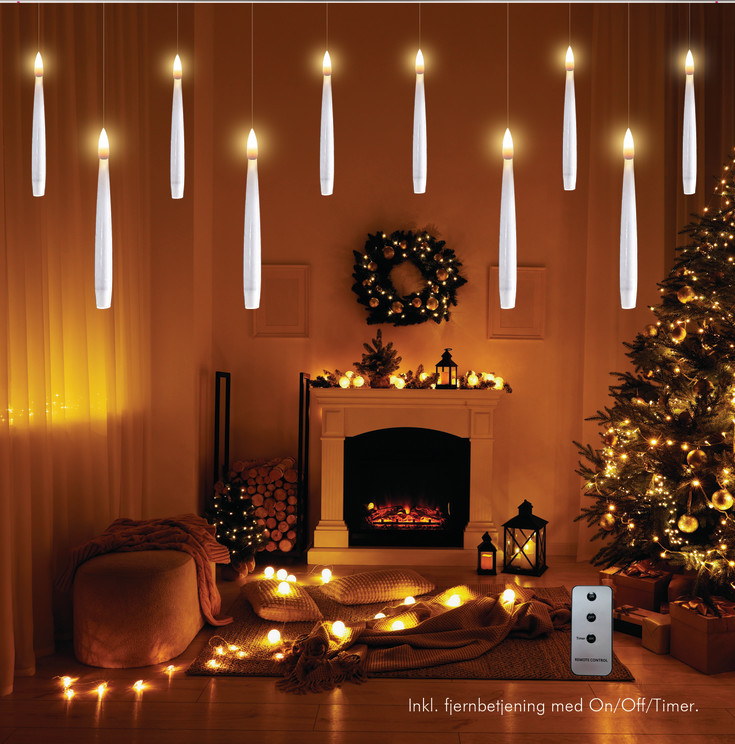 Veli Line flytende kronelys, batteri, 10-pk