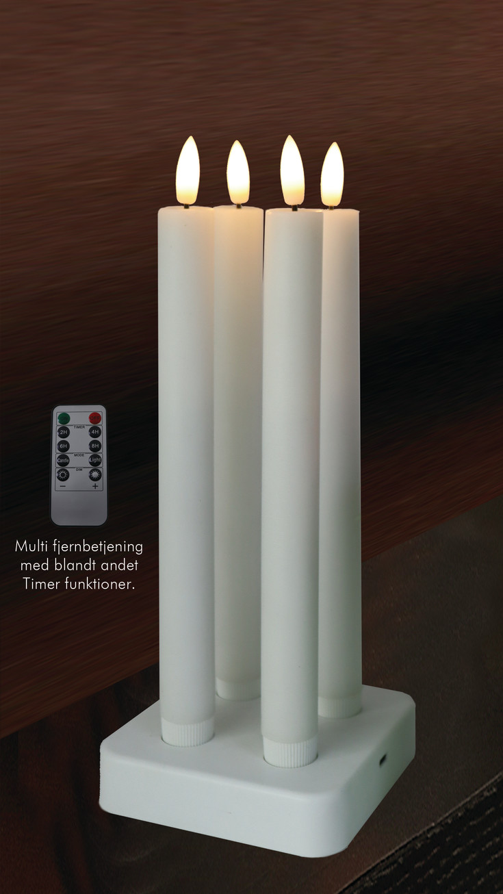 Veli Line LED kronelys, genopladelig, 4-pak