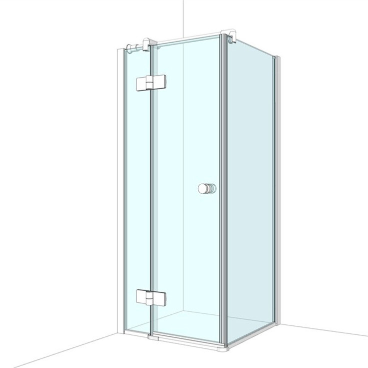 Brasta Nina Plus brusehjørne, 87,9x87,9 cm, venstre, klart glas, krom profil