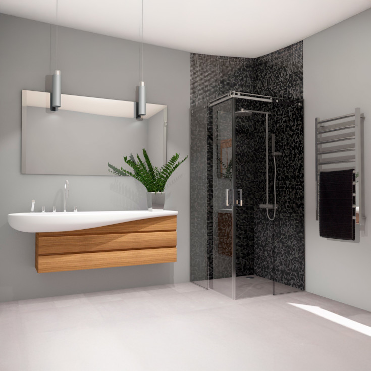 Brasta Vesta hörndusch, 88x88 cm, klart glas, krom profil