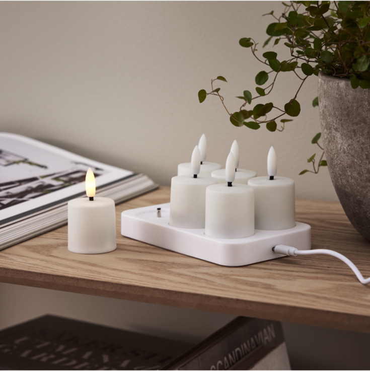 Star Trading Charge LED blockljus, 8,5 cm, 6-pack