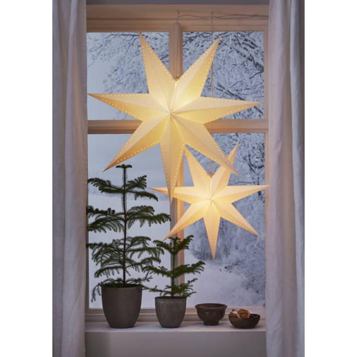 Star Trading Mika julstjärna med ljus, vit. 87 cm