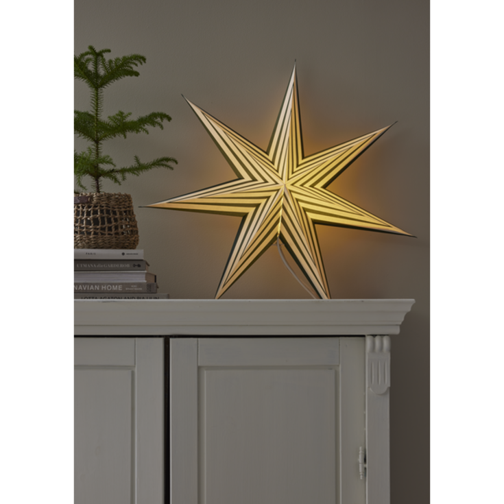 Star Trading Stripe julstjärna med ljus, grön, 60 cm