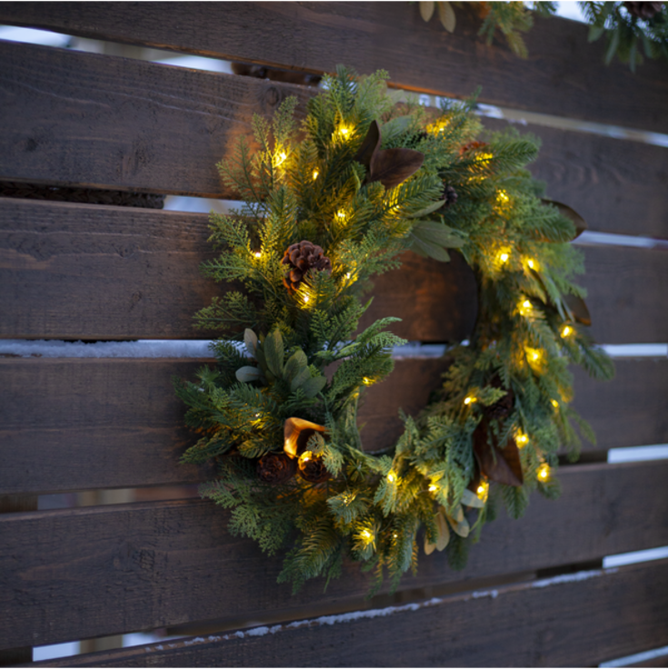 Star Trading Mixi utendørs julekrans med lys, batteri, Ø60 cm