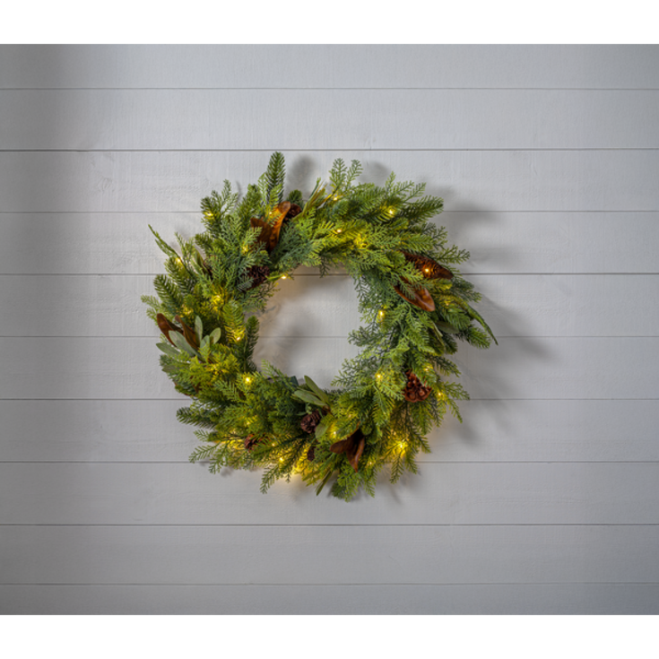 Star Trading Mixi julkrans för utomhusbruk med belysning, batteri, Ø60 cm