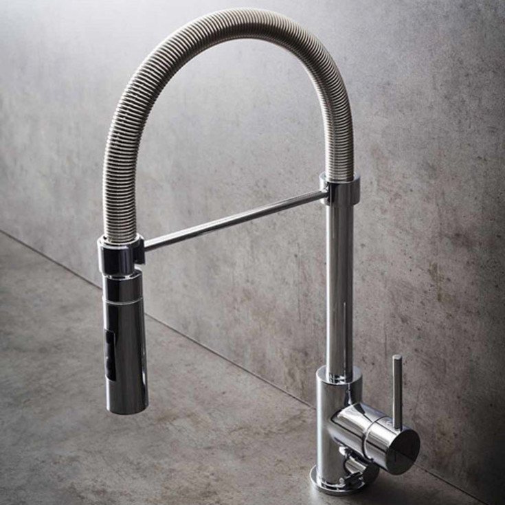 Hafa Spring Chrome kjøkkenarmatur med nedtrekkbar tut og avstengning, Krom