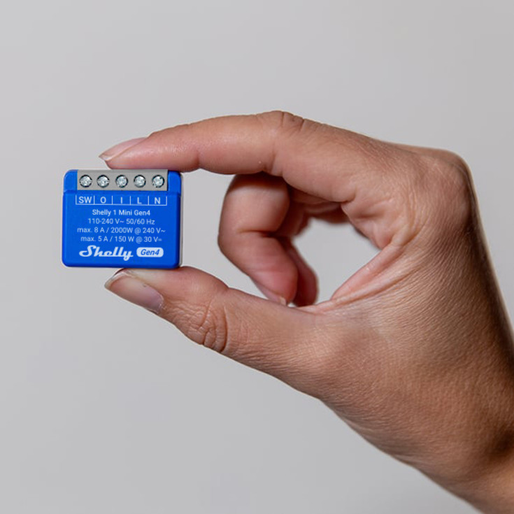 Shelly 1 Mini Gen4 relæ med Wi-Fi og potentialfrit kontaktsæt
