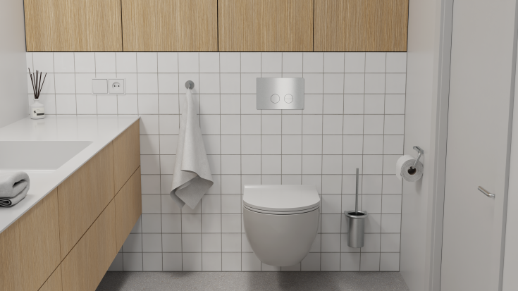 D line toiletbørste, poleret rustfrit stål