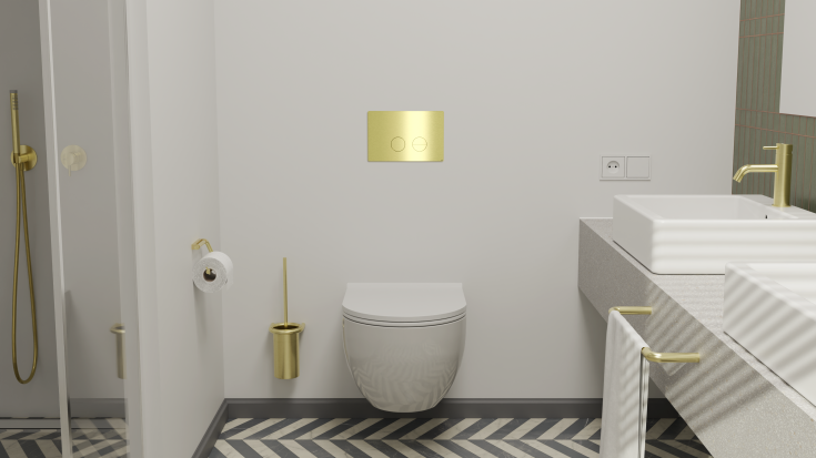 D line toiletbørste, messing