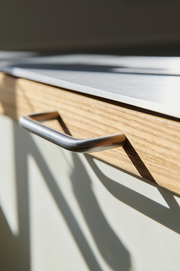 D Line greb, cc 128 mm, børstet rustfrit stål