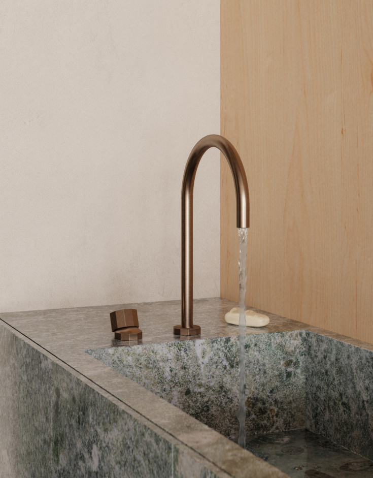 Toni Déca køkkenarmatur, bruneret messing