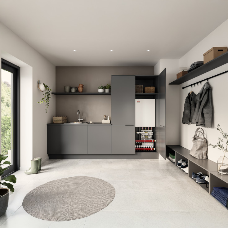 Metro Therm System 6 Slimline fjernvarmeunit, med kabinet