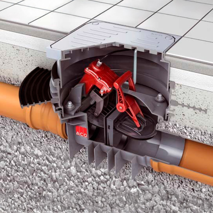 ACO Quatrix 110 mm høy vannavstengning for brønn, svart avløpsvann