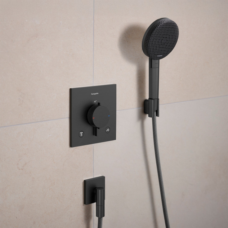 Hansgrohe Raindance Alive S hånddusj, vannsparende, børstet sort krom