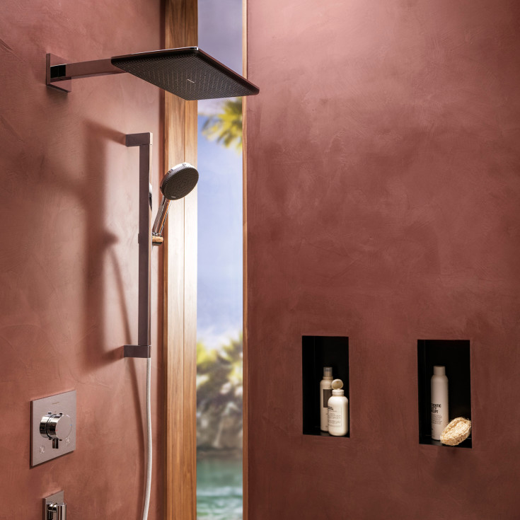 Hansgrohe Raindance Alive Q huvuddusch, 34,3x21,4 cm, vattensparande, krom