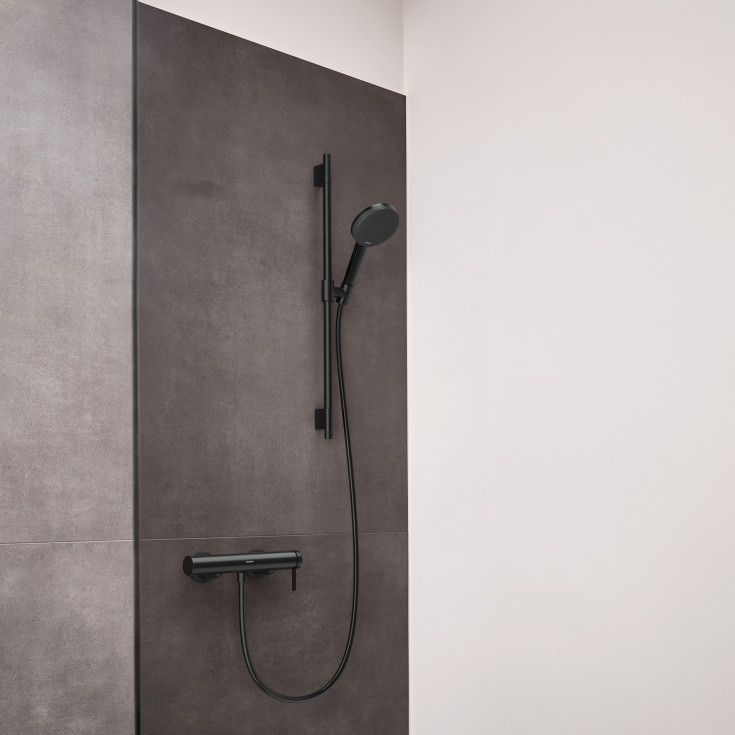 Hansgrohe Raindance Alive Select S dusjsett, vannsparende, børstet sort krom