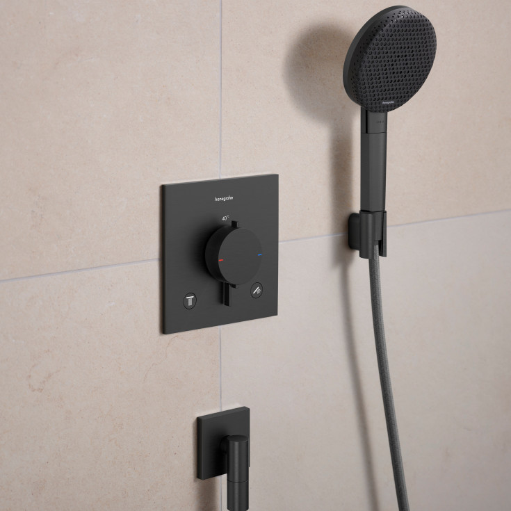 Hansgrohe Raindance Alive Select S dusjsett, vannsparende, børstet sort krom