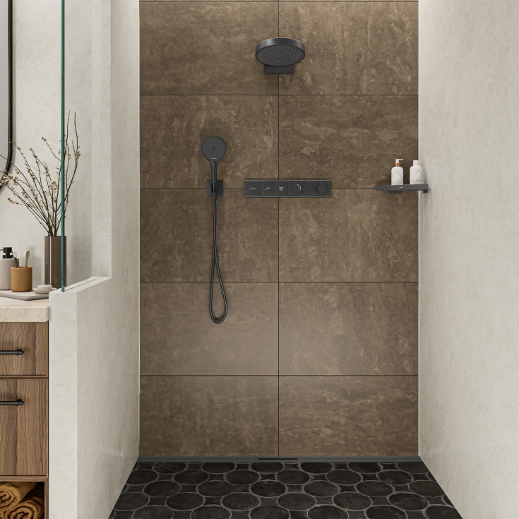 Hansgrohe FixFit Q slangeudtag, børstet sort krom