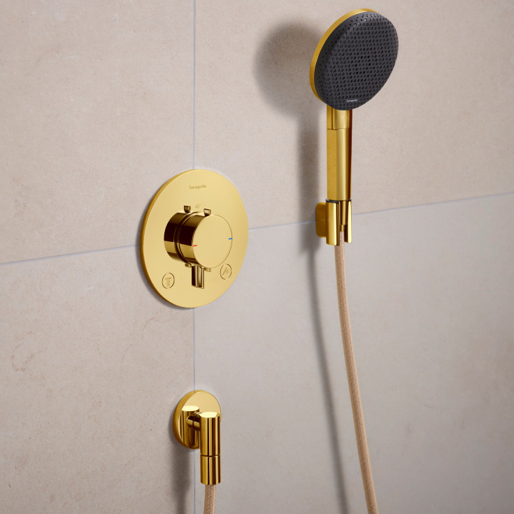 Hansgrohe FixFit Fine S slangeuttak, polert guld