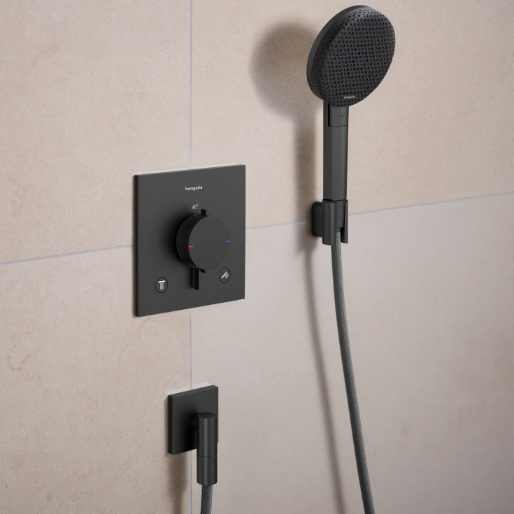 Hansgrohe FixFit Fine E slanguttag, borstad svart krom