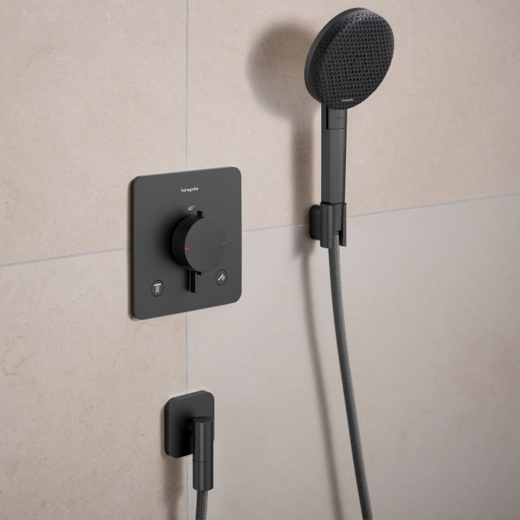 Hansgrohe FixFit Fine Q slangeuttak, børstet sort krom