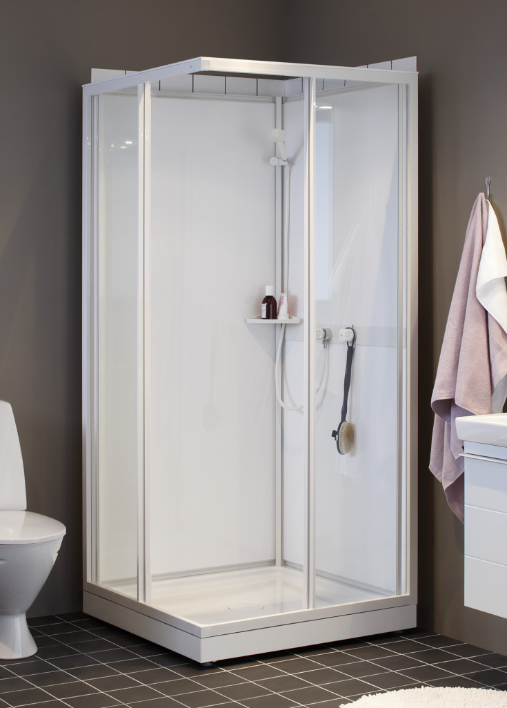 Contura Next NKH brusekabine 90x90 cm, hvidlakeret profil, klart glas