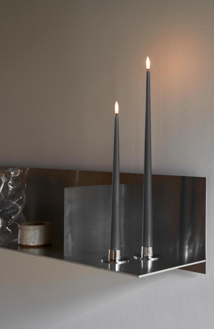 Ester & Erik LED kronelys, 30 cm, antrasitt, 2-pk