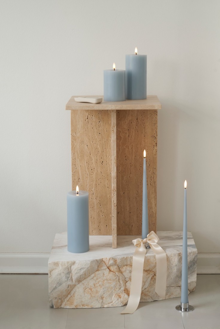 Ester & Erik LED kronelys, 30 cm, blå, 2-pk