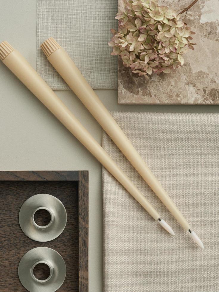 Ester & Erik LED kronelys, 30 cm, sand, 2-pk