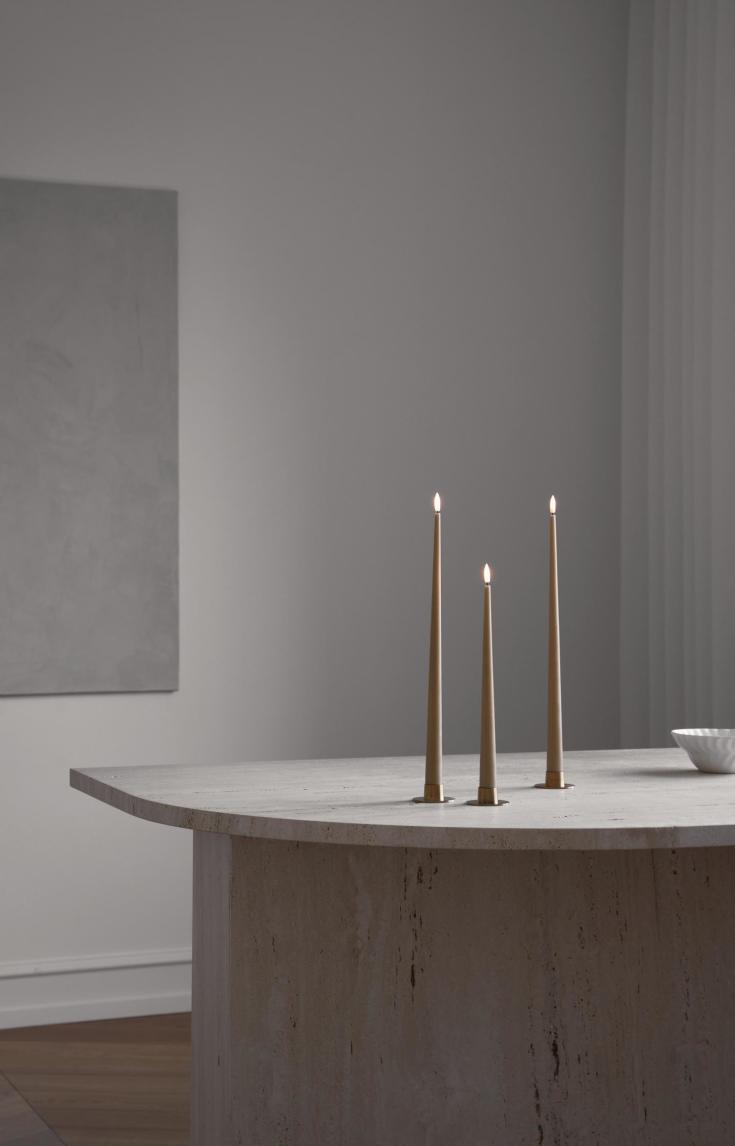 Ester & Erik LED kronelys, 40 cm, karrygul, 2-pk