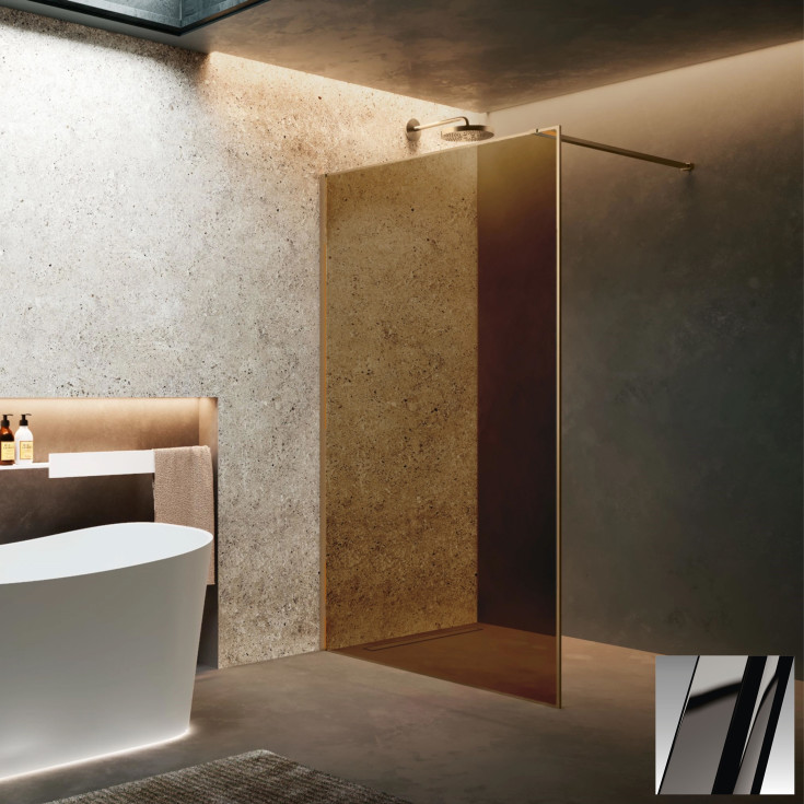 Novellini HP ART fastvegg, 77-78,5 cm, champagneglass, sort krom profil