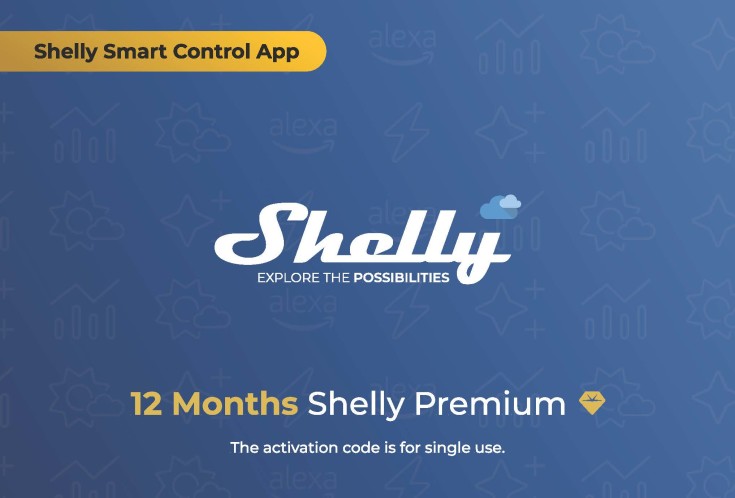 Shelly Cloud Premium 1 års voucher - Til Shelly Smart Control app