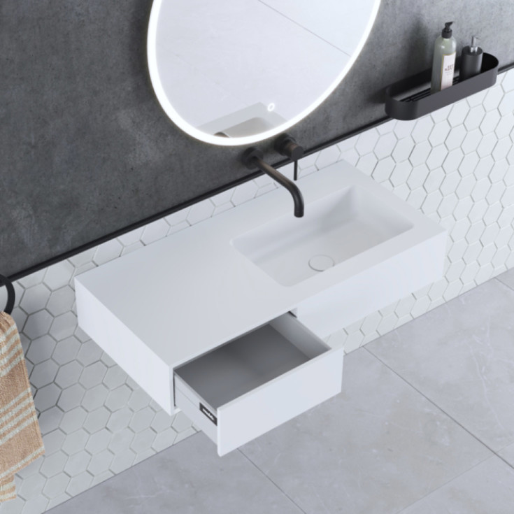 Copenhagen Bath Siø servant, 90x40 cm, skuff venstre, hvit