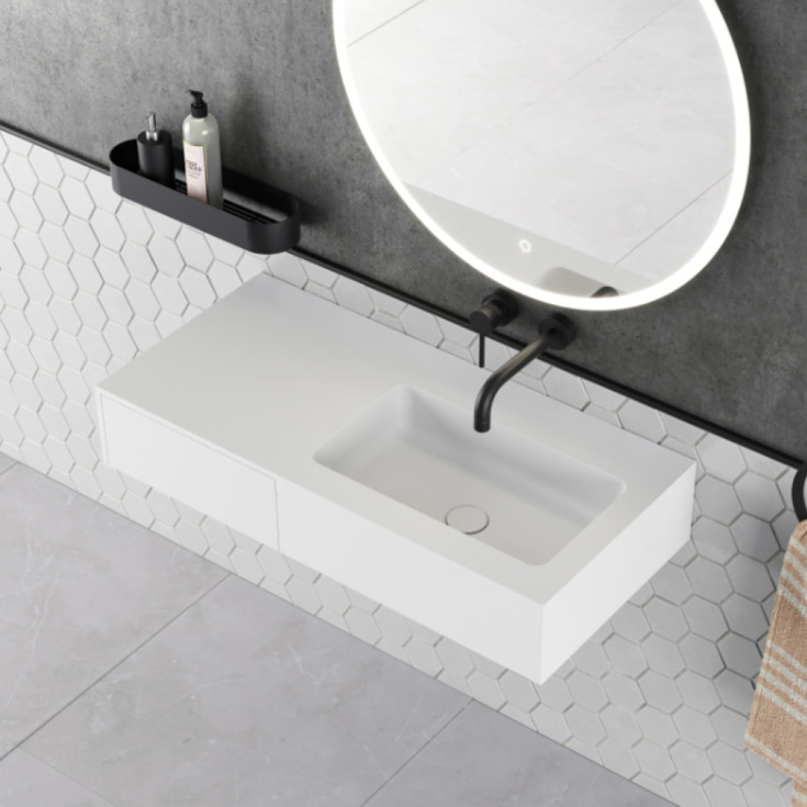 Copenhagen Bath Siø servant, 90x40 cm, skuff venstre, hvit