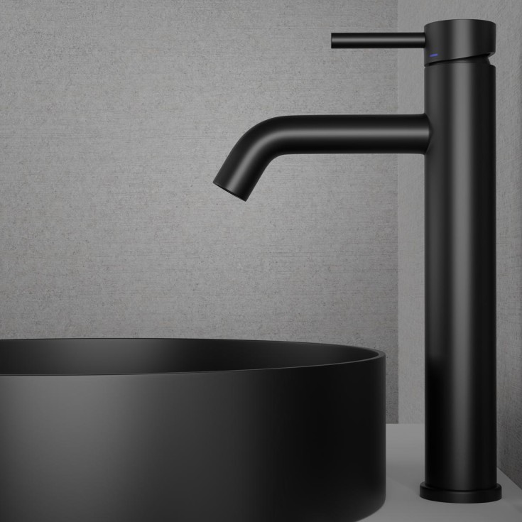 Scandtap Steel Wave High servantbatteri, uten bunnventil, høy modell, black