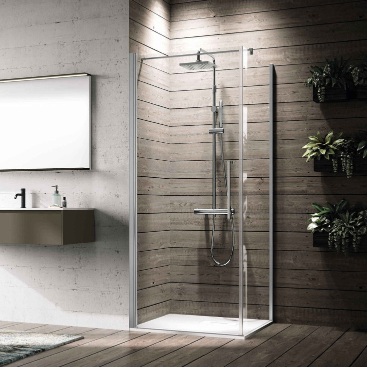 Novellini Young 2.0 G slagdør, 89-91 cm, klart glass, krom profil