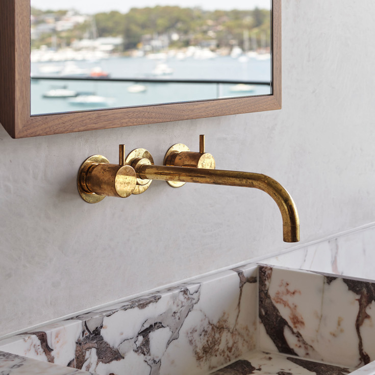 Vola 1521 servantbatteri for innbygging, 225 mm tut, standard grep, rustfritt