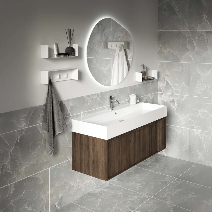 Korsbakken Sole servantskap, med 1 skuff, soft-close, 99,2x45,2 cm, mørk grå eik