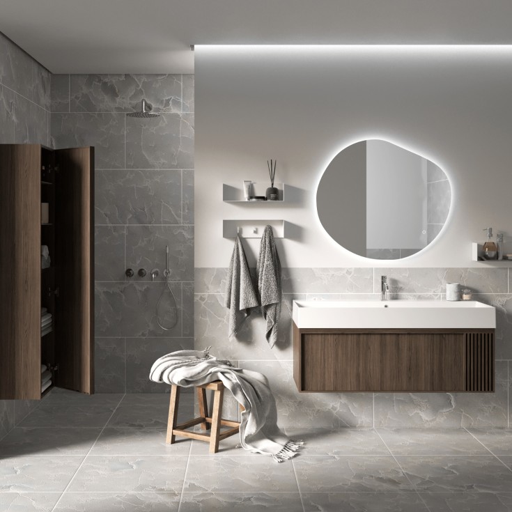 Korsbakken Sole servantskap, med 1 skuff, soft-close, 99,2x45,2 cm, mørk grå eik