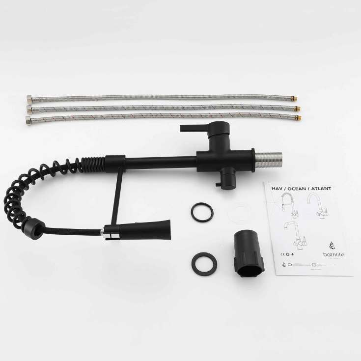 Bathlife Hav kjøkkenarmatur, med avstengning, matt sort