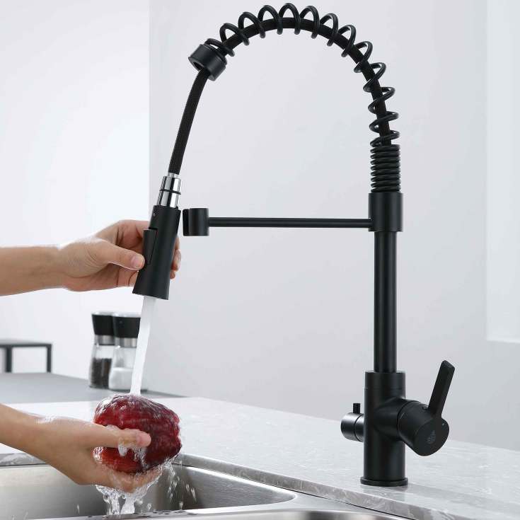 Bathlife Hav kjøkkenarmatur, med avstengning, matt sort