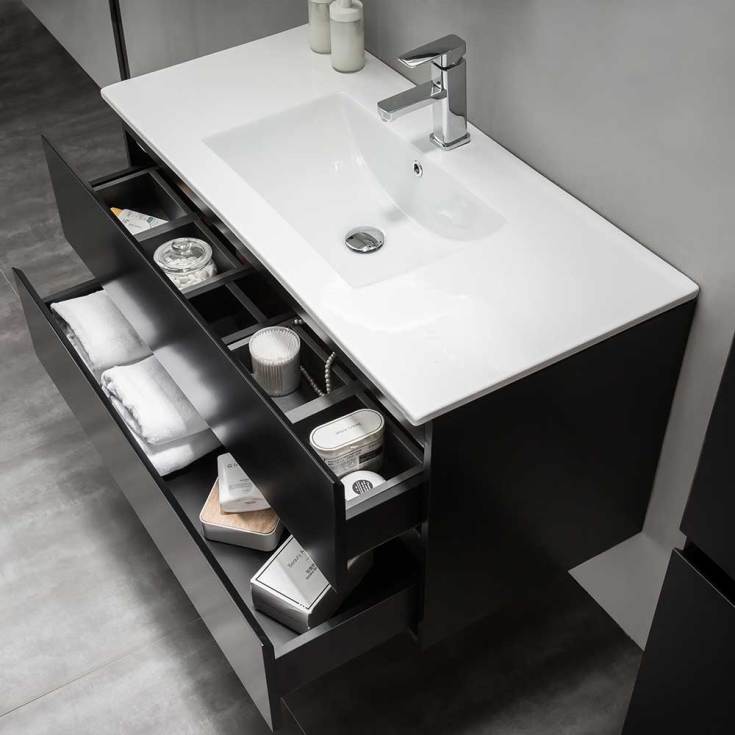 Bathlife Eufori møbelpakke, 100x50 cm, matt svart