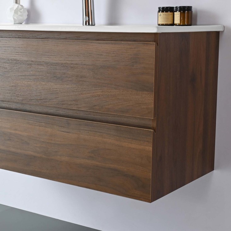 Bathlife Eufori møbelpakke, med dobbel servant, 121x46,5x50 cm, valnøtt