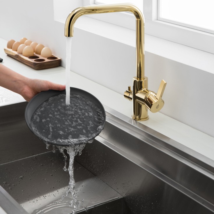 Bathlife Atlant kjøkkenarmatur, med avstengning, gull